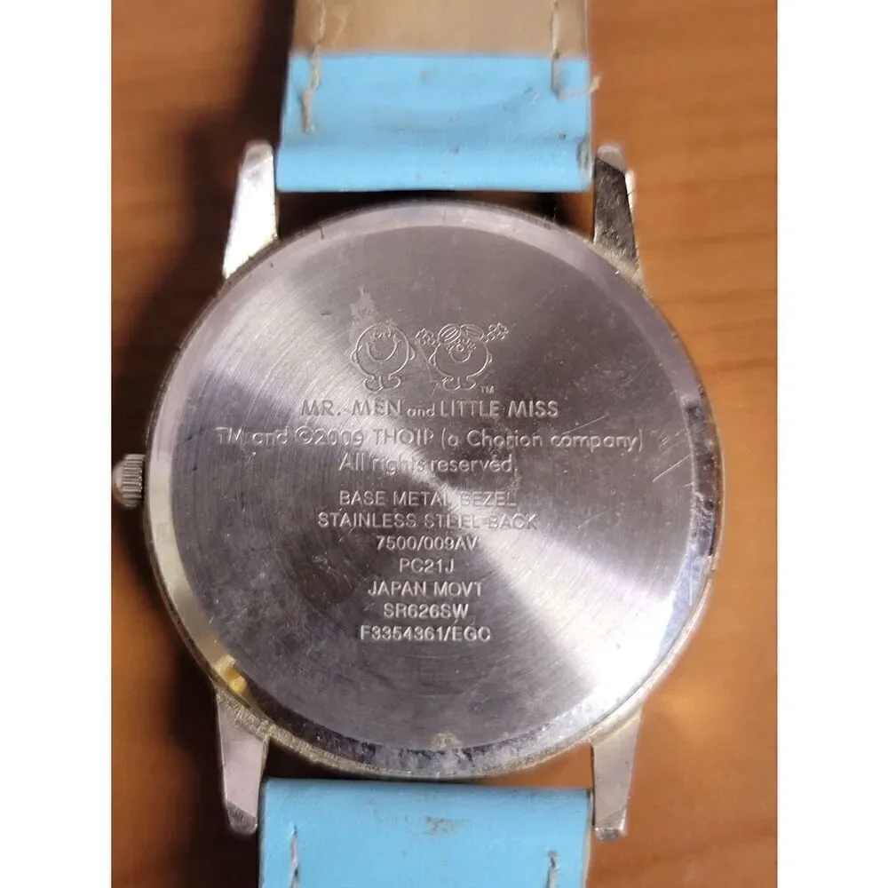 LITTLE MISS TROUBLE  BLUE BAND SILVER TONE WATCH